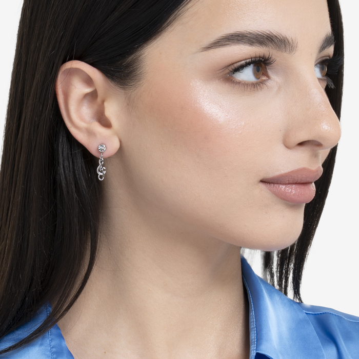 ORECCHINI DONNA IN ACCIAIO CON NOTA MUSICALE E ZIRCONE BIANCO