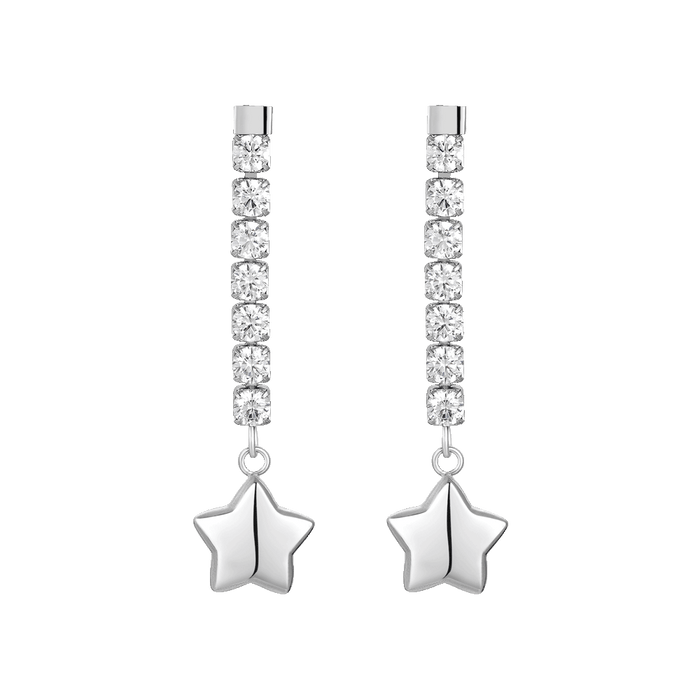 ORECCHINI DONNA IN ACCIAIO CON STELLA E ZIRCONI BIANCHI