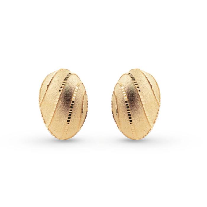 Boucles d'oreilles ovales en or jaune satiné 18 carats 