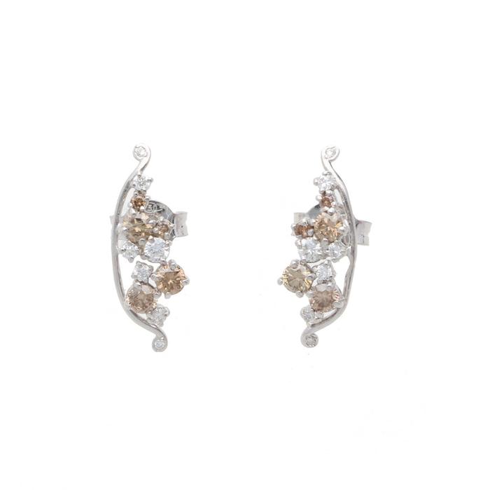 Orecchini Filodellavita Ten in Oro Bianco t e Diamanti Bianchi e Brown