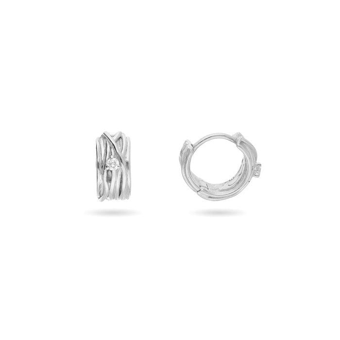 Boucles d'oreilles Filodellavita Mini - Rose blanche 9 carats et diamants blancs