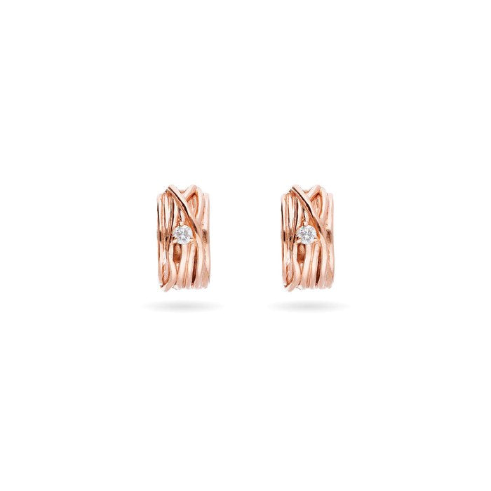 Boucles d'oreilles Filodellavita Mini - Rose blanche 9 carats et diamants blancs