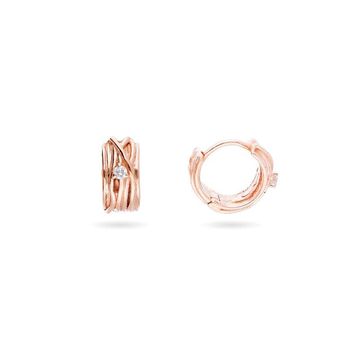 Boucles d'oreilles Filodellavita Mini - Rose blanche 9 carats et diamants blancs