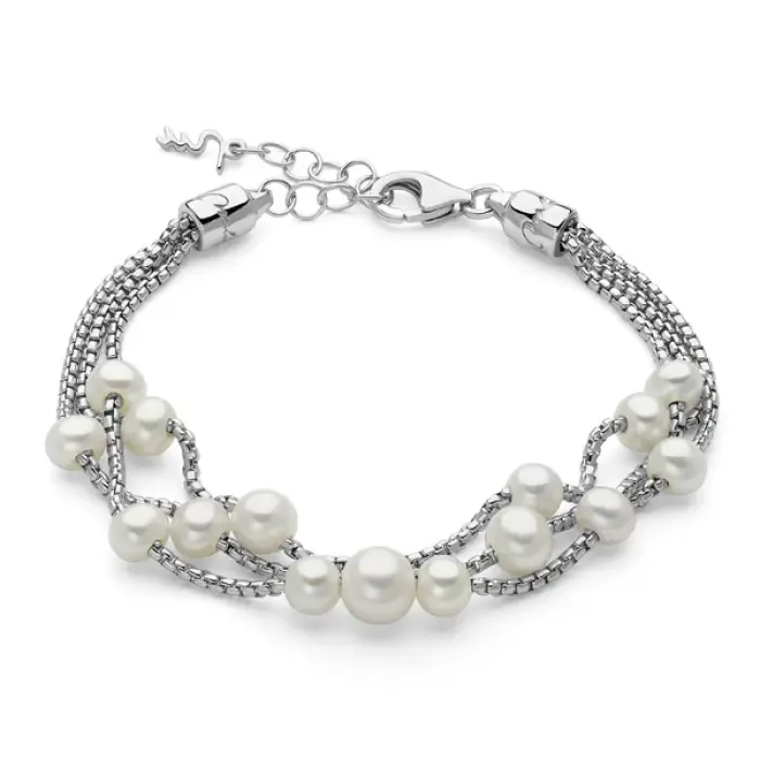 Bracciale in argento a tre fili con perle Oriente