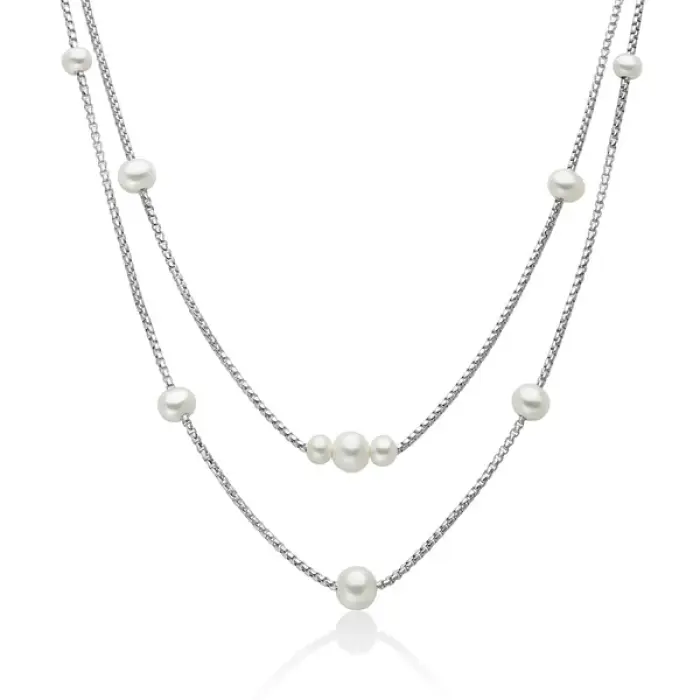 Collana in argento a due fili con perle Oriente