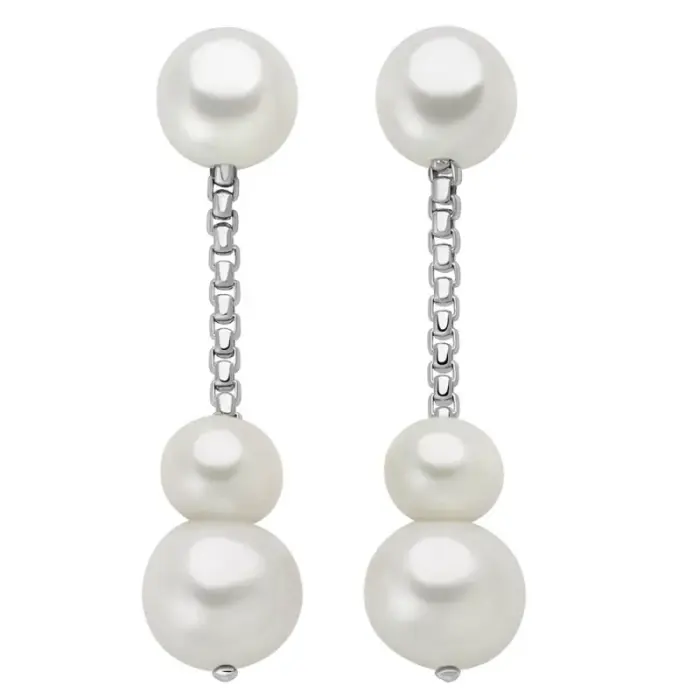Orecchini in argento pendenti con perle Oriente