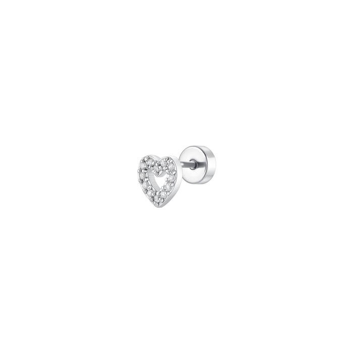 PIERCING ORECCHIO DONNA IN ACCIAIO FORMA CUORE CON ZIRCONI BIANCHI