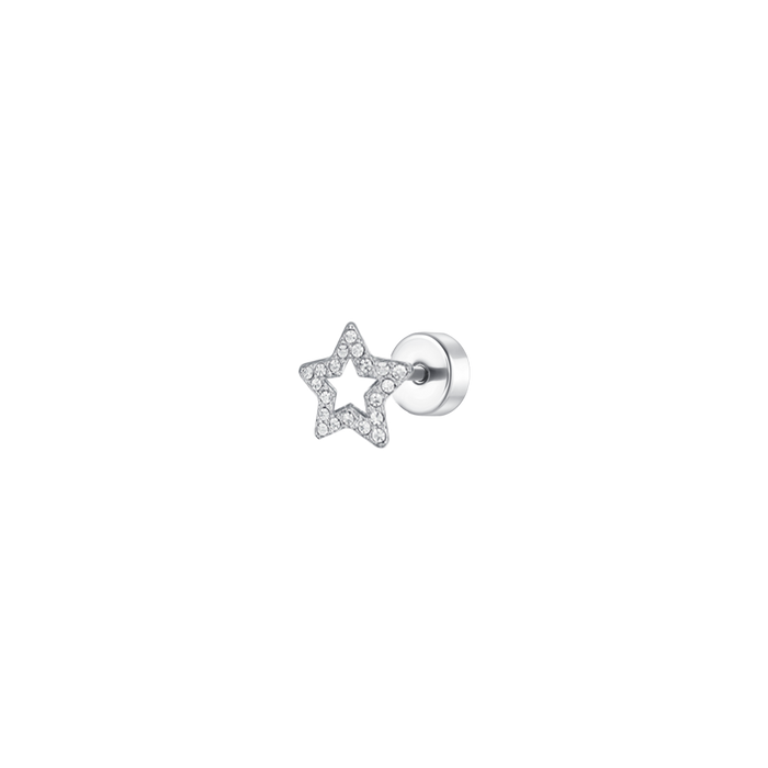 PIERCING ORECCHIO DONNA IN ACCIAIO FORMA STELLA CON ZIRCONI BIANCHI