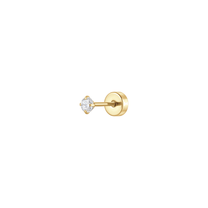PIERCING ORECCHIO DONNA IN ACCIAIO CON ZIRCONE BIANCO COLORE ORO