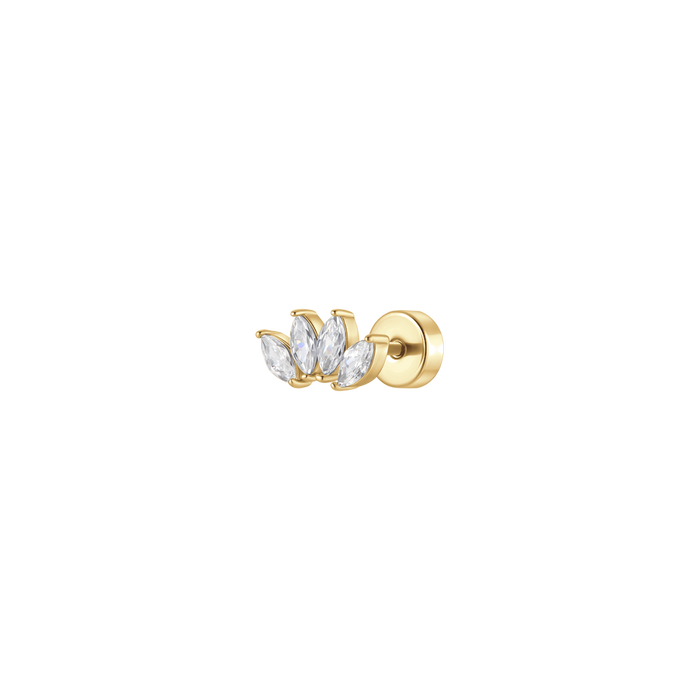 PIERCING ORECCHIO DONNA IN ACCIAIO COLORE ORO VENTAGLIO ZIRCONI BIANCHI