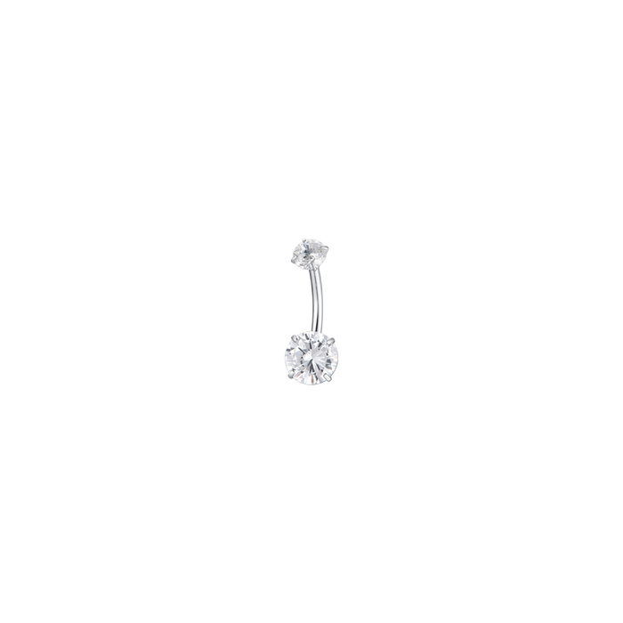 PIERCING OMBELICO DONNA IN ACCIAIO CON ZIRCONI BIANCHI