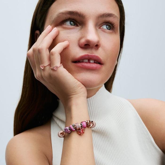 Charm Pendente Farfalla Vetro di Murano Arancione e Rosa