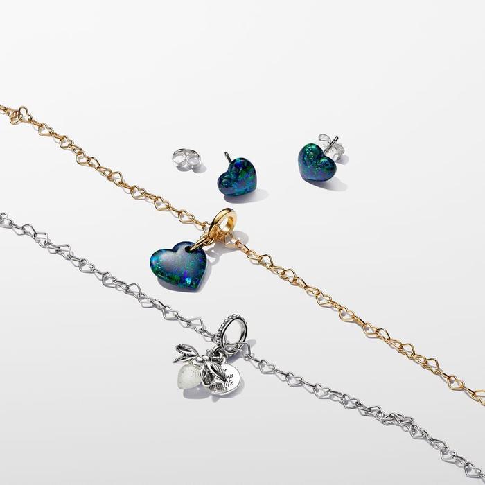 Green and Blue Opal Heart Pendant Charm