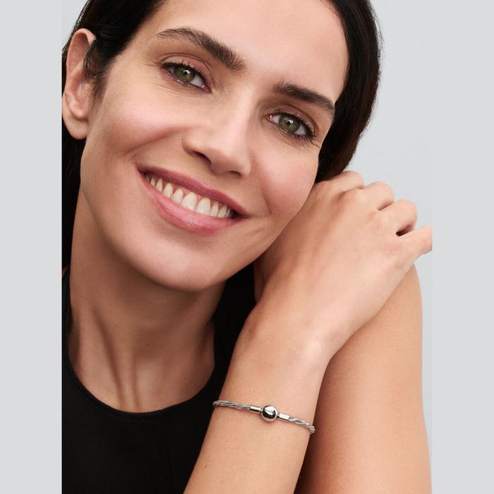 Bracciale Maglia Doppia Intrecciata con Chiusura a Sfera