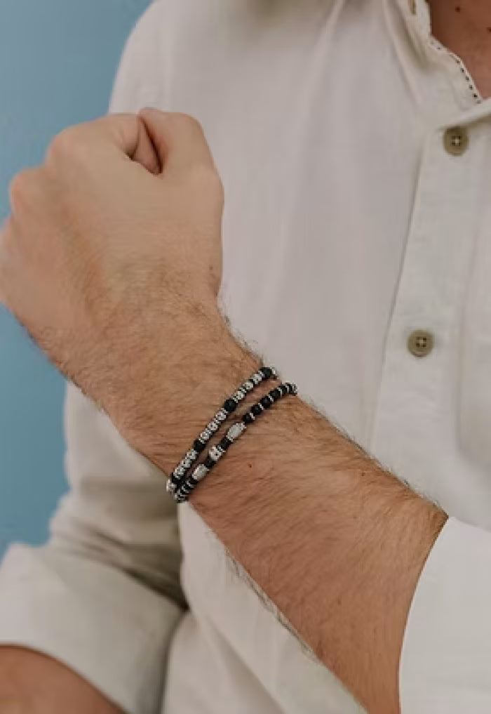 Bracciale onice nero e zirconi neri