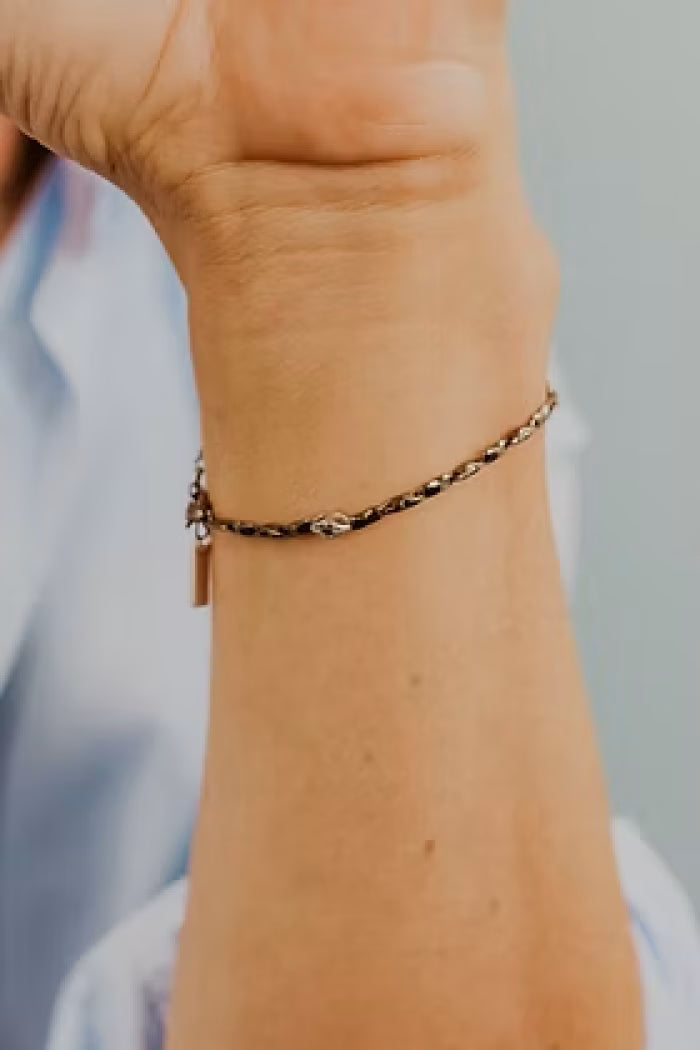 Bracciale in Acciaio, pvd nero e diamanti bianchi