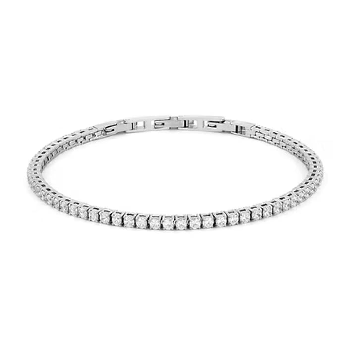 Bracciale Tennis in Acciaio con Zirconi bianchi