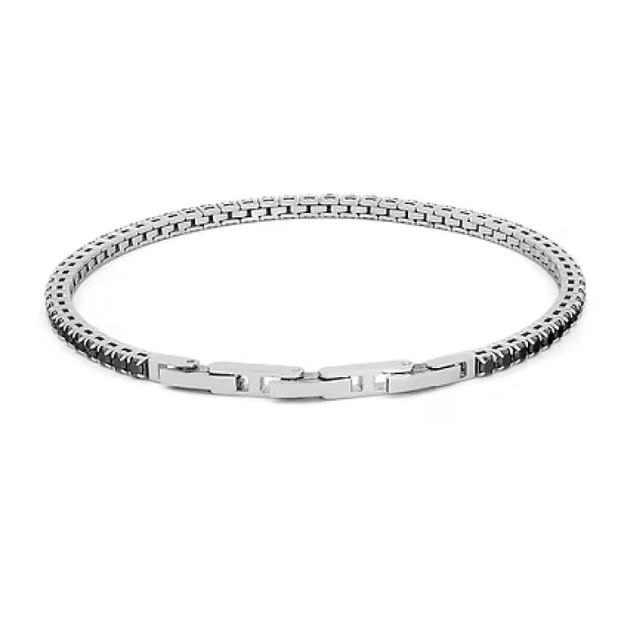 Bracciale Tennis in Acciaio con Zirconi neri