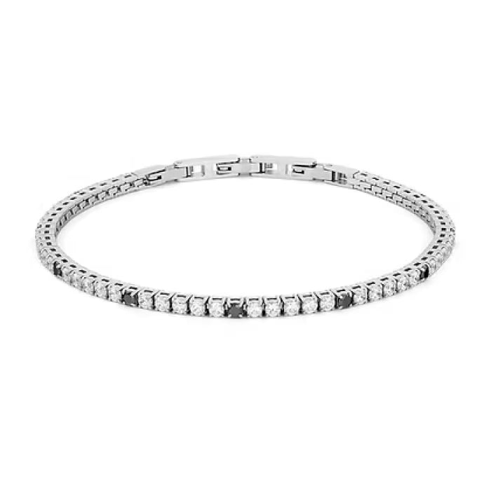 Bracciale Tennis in Acciaio con Zirconi bianchi e neri