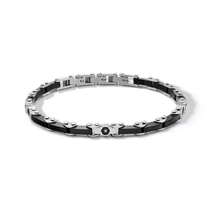Bracciale in Acciaio, Pvd nero e zirconi bianchi.