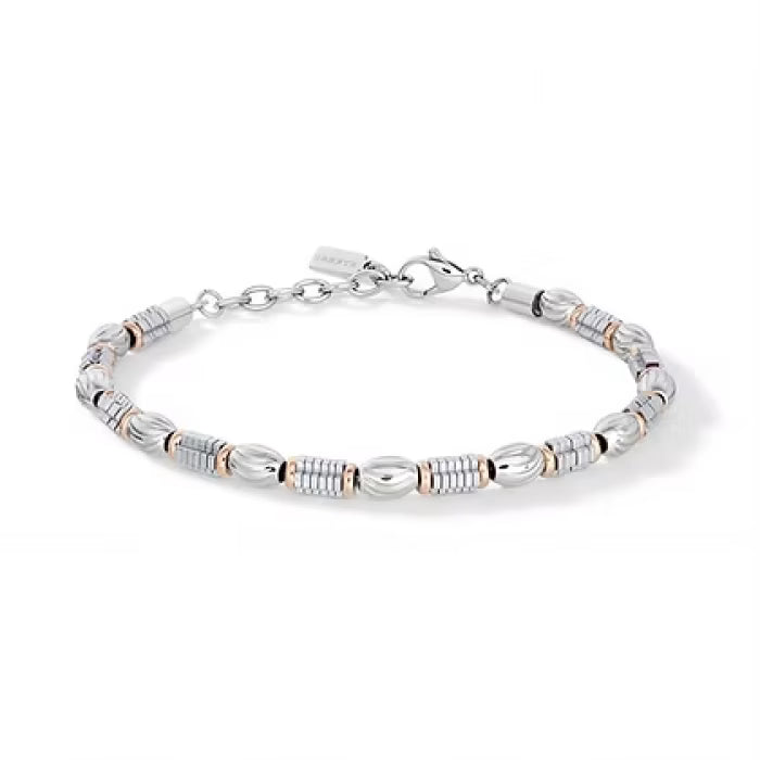 Bracciale in Acciaio, Pvd rosè ed Ematite