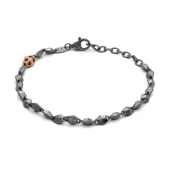 Bracciale in Argento rosè e brunito con zirconi