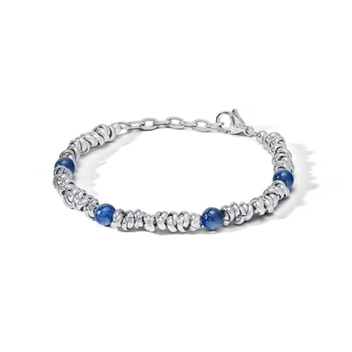 Bracciale in Acciaio e Lapislazzuli blu