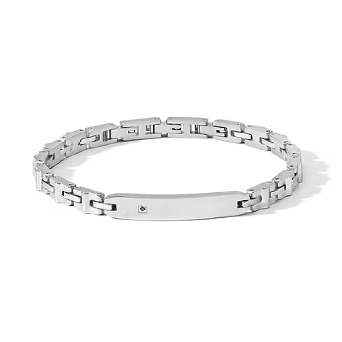 Bracciale acciaio con zircone nero