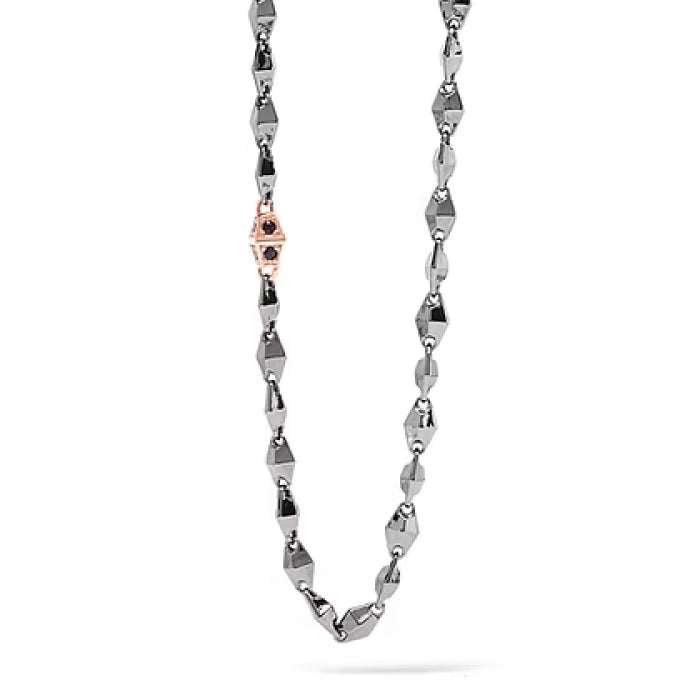 Collana in Argento rosè e brunito con zirconi