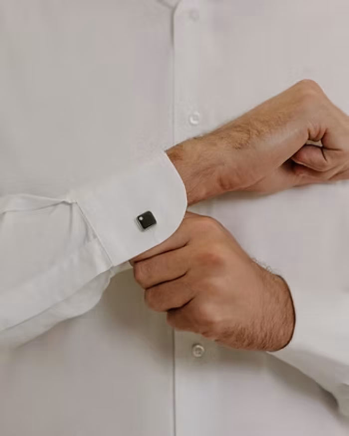 Gemelli quadrati in Acciaio Pvd nero e Zirconi