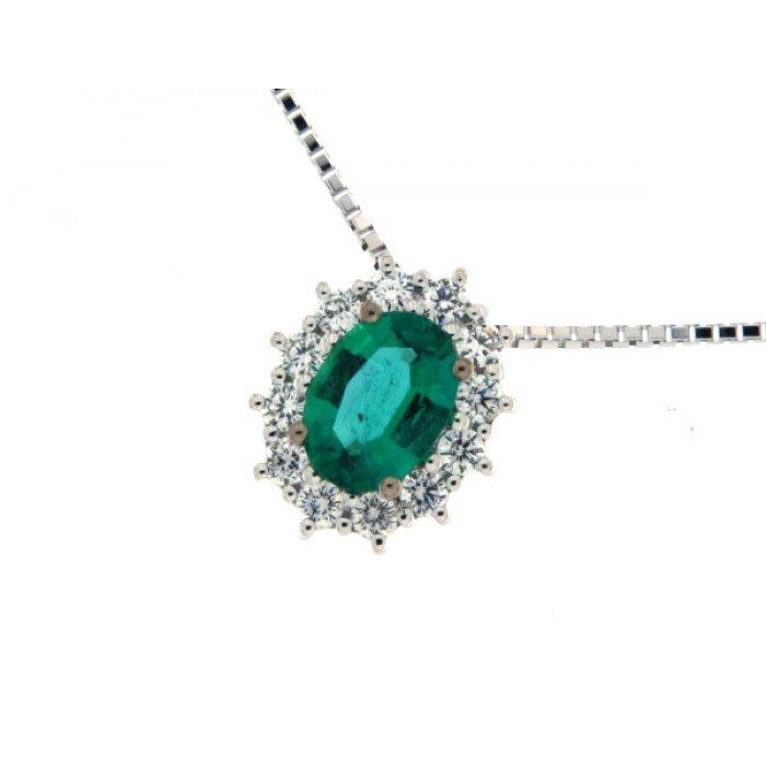 Collier ras du cou émeraude et laiton