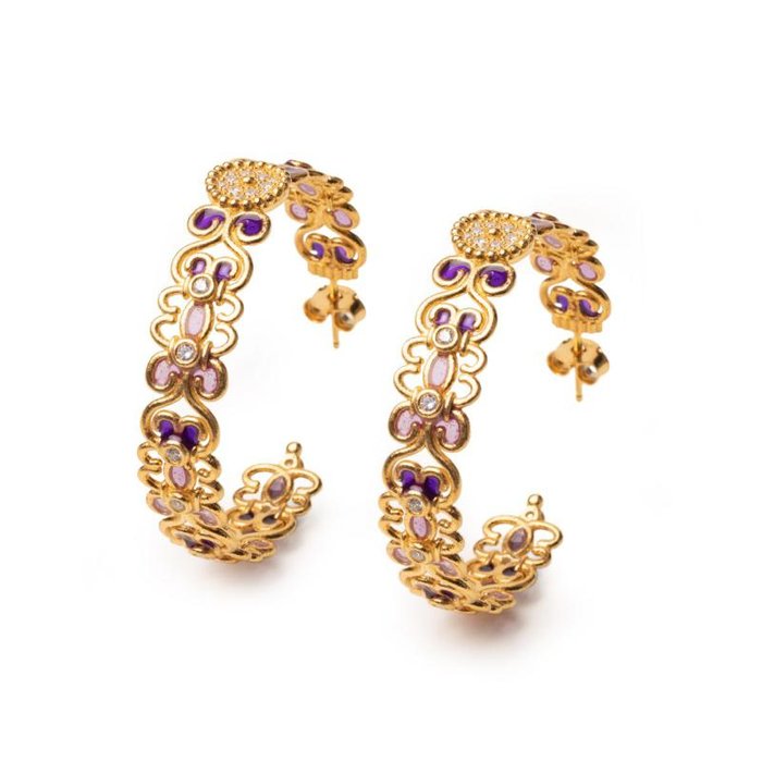 Rosette Big Purple Lapilli Earrings