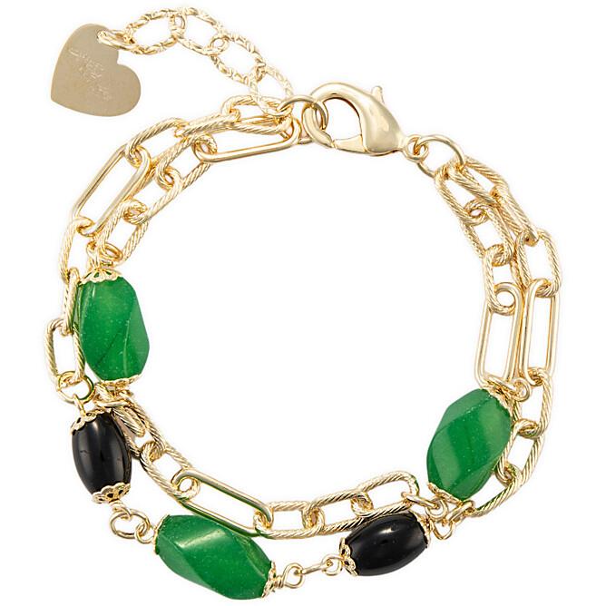 Bracelet en onyx et jade vert