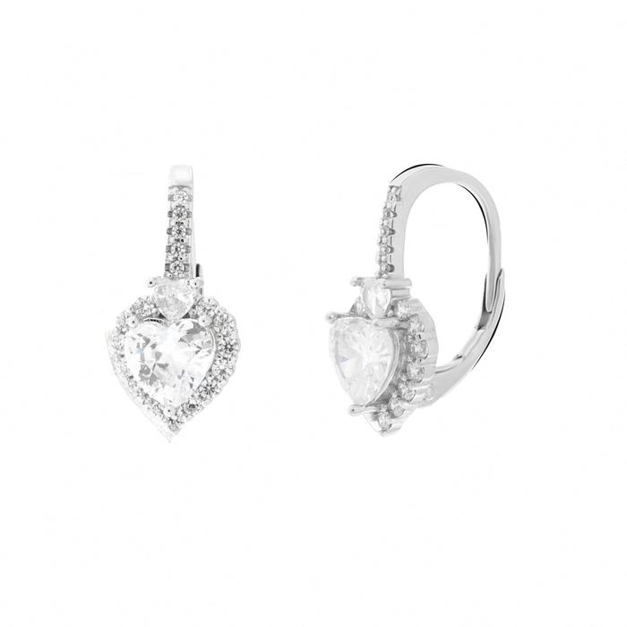 Orecchini in Argento 925 con cuore trasparente