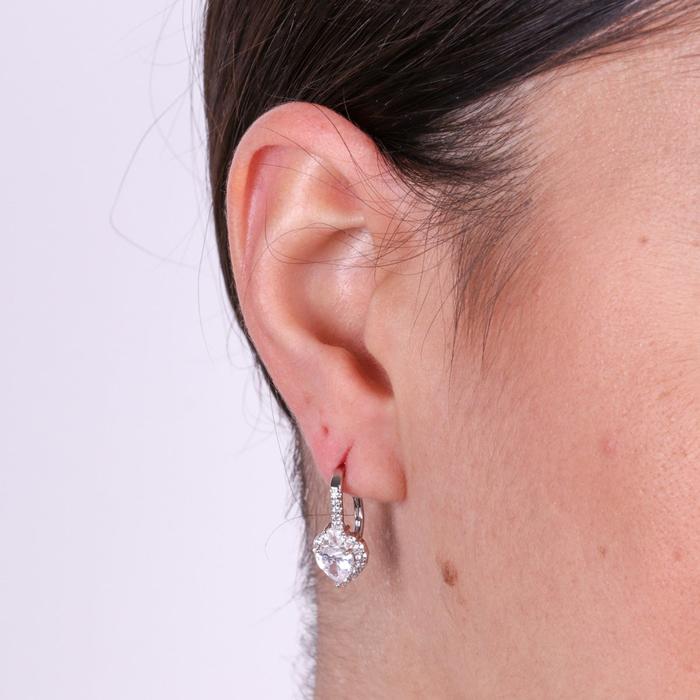 Orecchini in Argento 925 con cuore trasparente