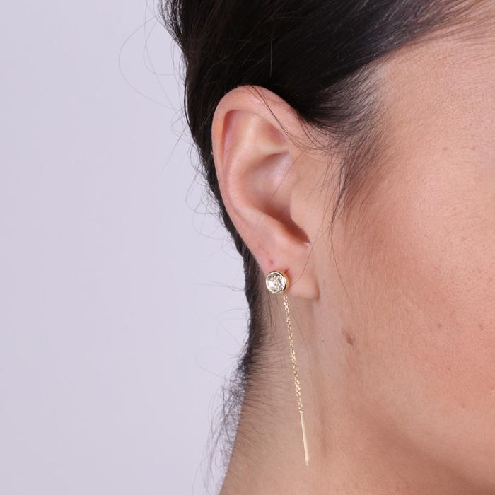Boucles d'oreilles longues en argent 925 avec point lumineux