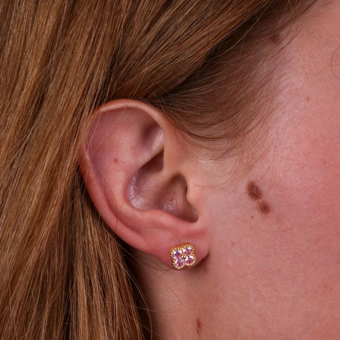 Boucles d'oreilles en argent 925 avec fleur rose