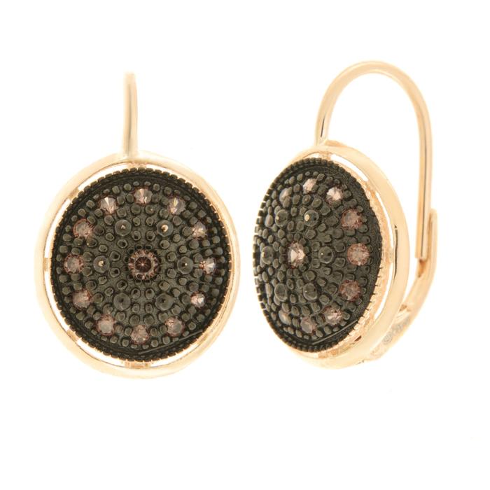 Boucles d'oreilles en argent 925 avec cercle orné de zircons fumés