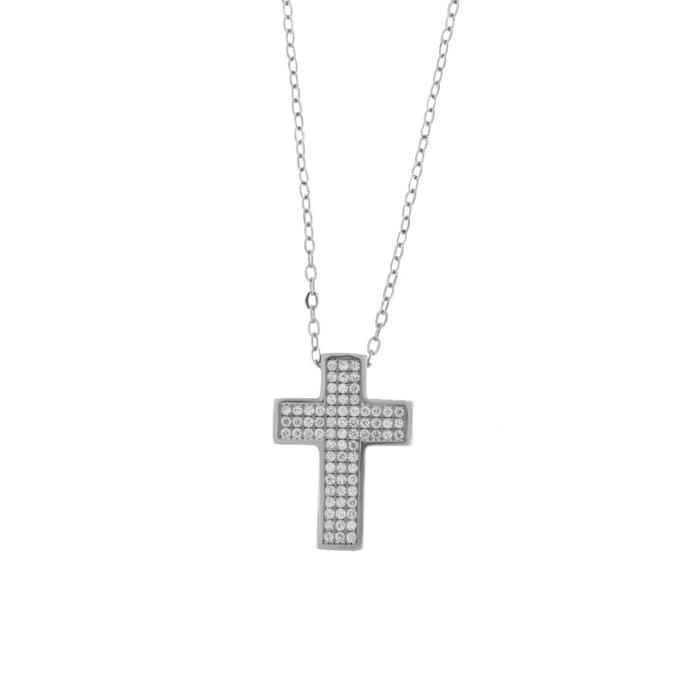 Collana in Argento 925 con croce impreziosito da zirconi