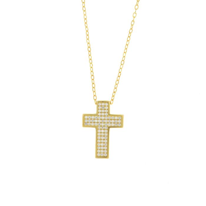 Collana in Argento 925 con croce impreziosita da zirconi