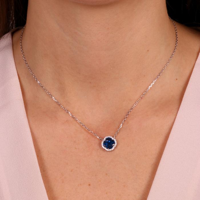 Collier en argent 925 avec pendentif en zircon bleu