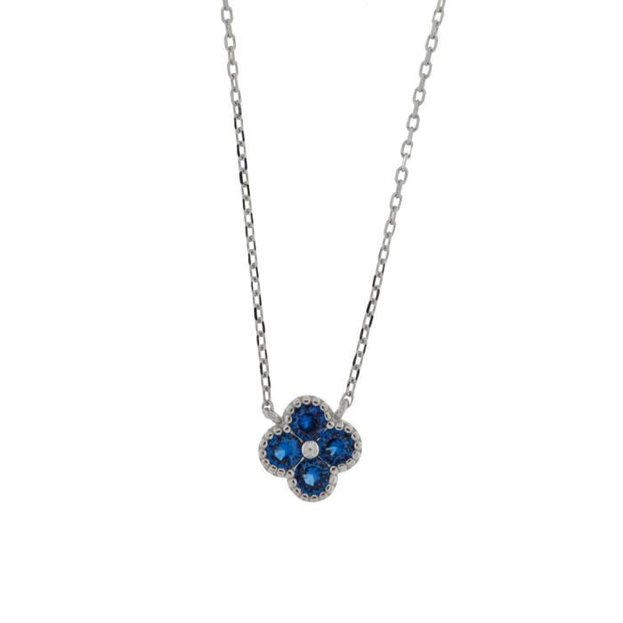 Collana in Argento 925 con fiore blu