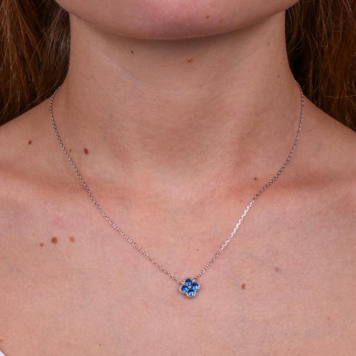 Collana in Argento 925 con fiore blu