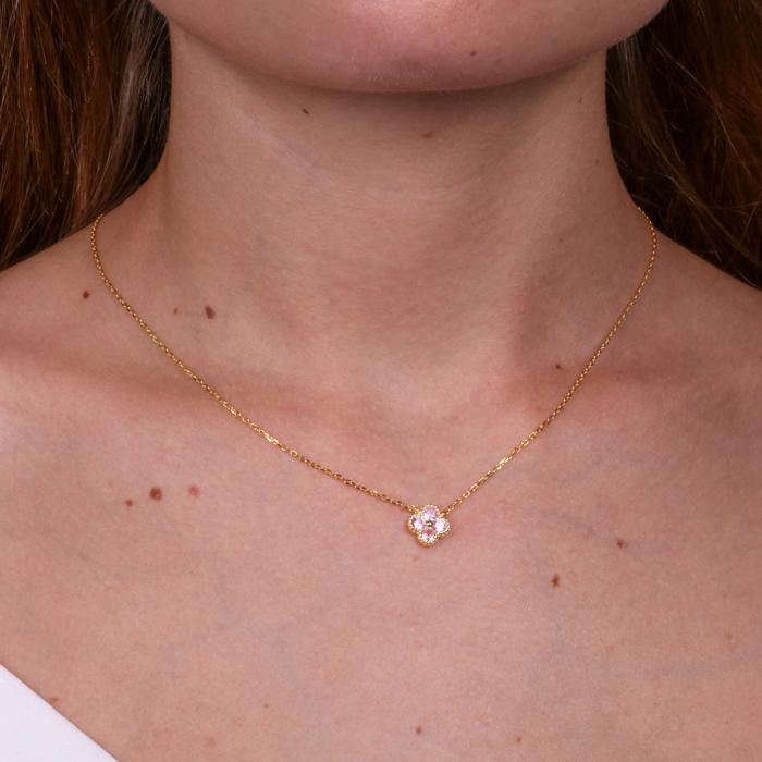 Collier en argent 925 avec fleur rose