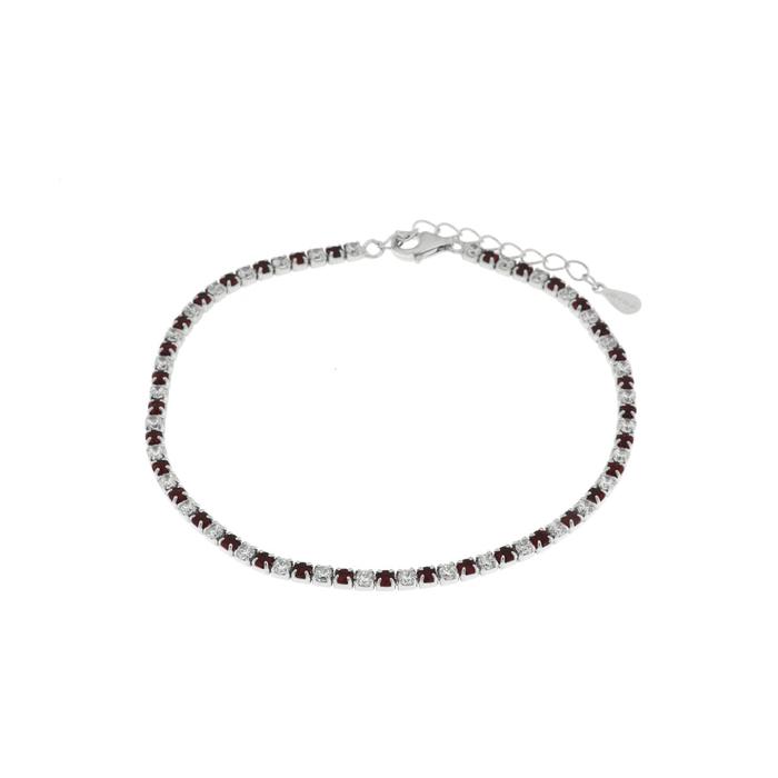 Bracciale in Argento 925 con zirconi fucsia e trasparenti