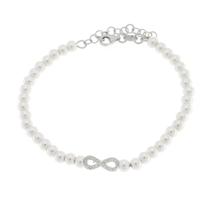 Bracciale in Argento 925 con perle di acqua dolce e albero dell'infinito