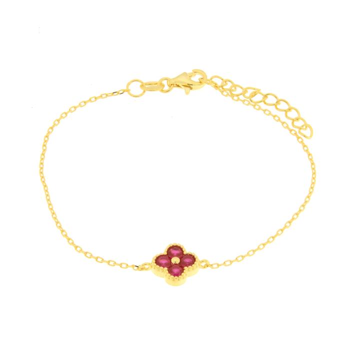 Bracciale in Argento 925 con fiore rosso