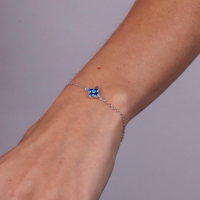 Bracciale in Argento 925 con fiore blu