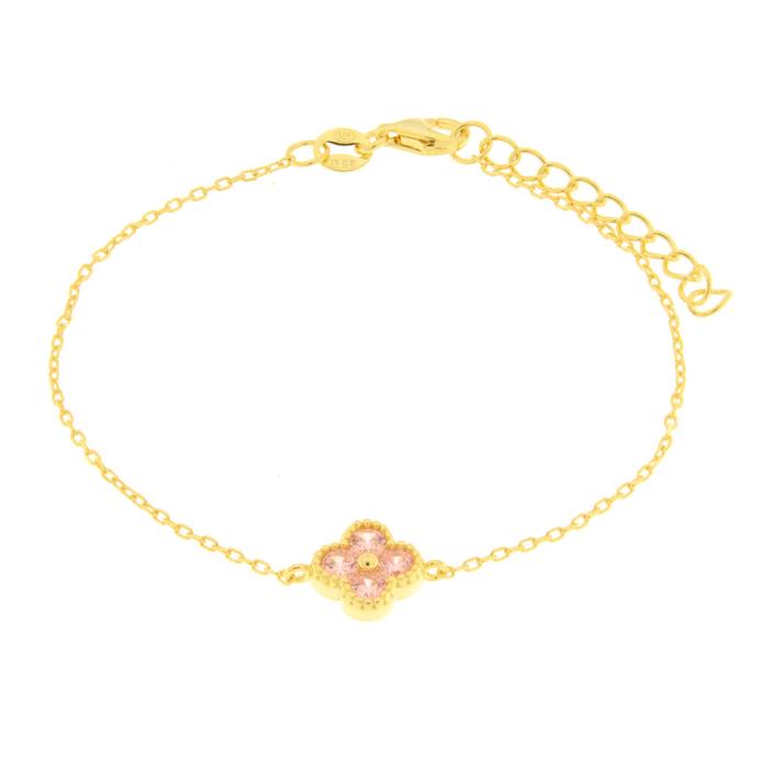 Bracelet en argent 925 avec fleur rose