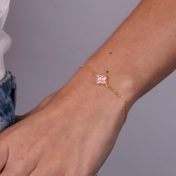 Bracelet en argent 925 avec fleur rose